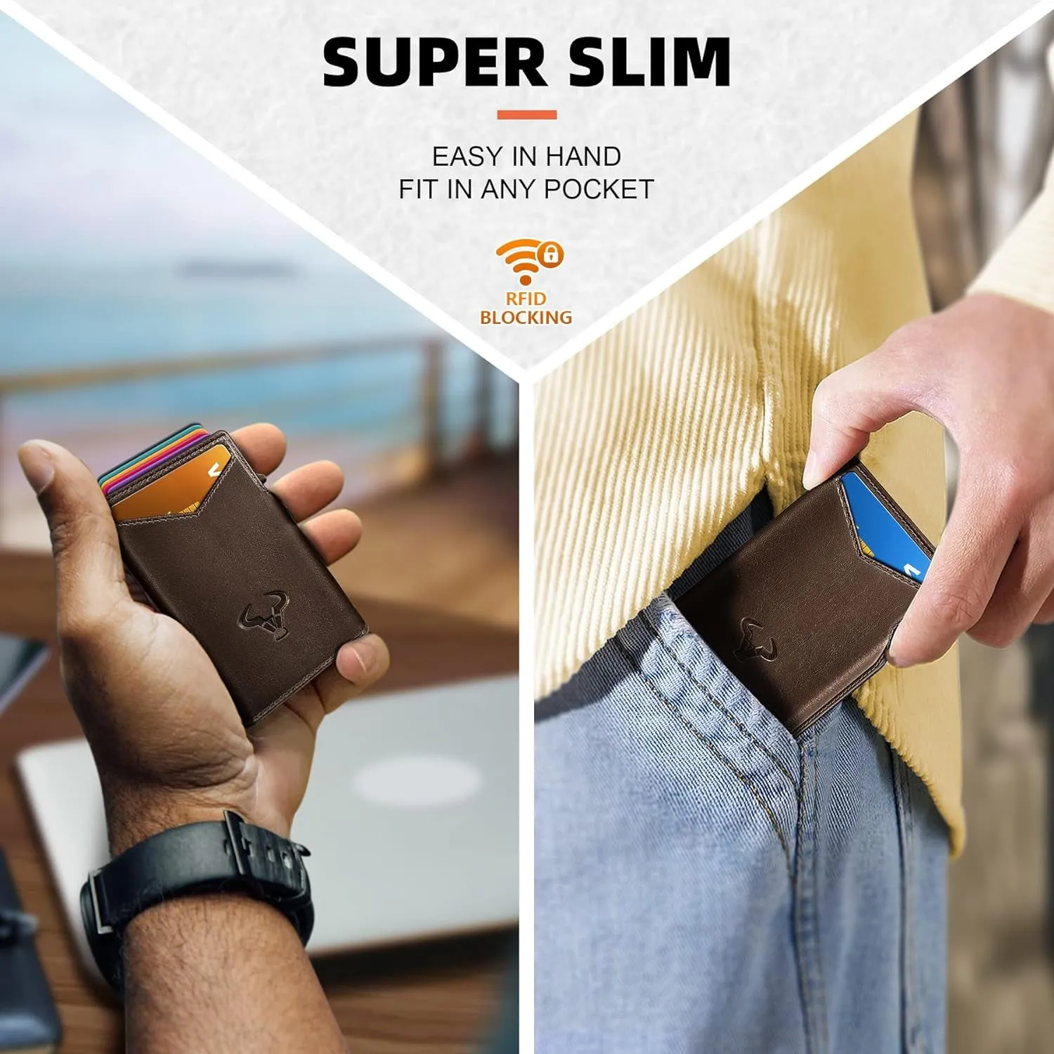 Men Wallet Gift Boxed,Slim Front Pocket Wallet Money Clip Card Holder