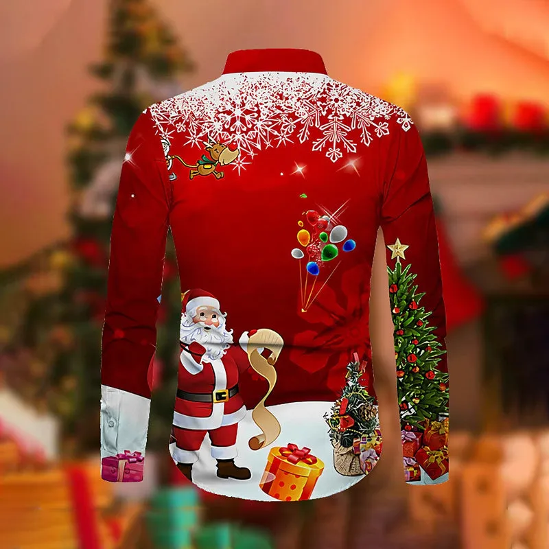 Men's Santa Claus Printed Street Long Sleeve Shirts