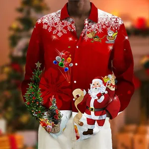 Men's Santa Claus Printed Street Long Sleeve Shirts