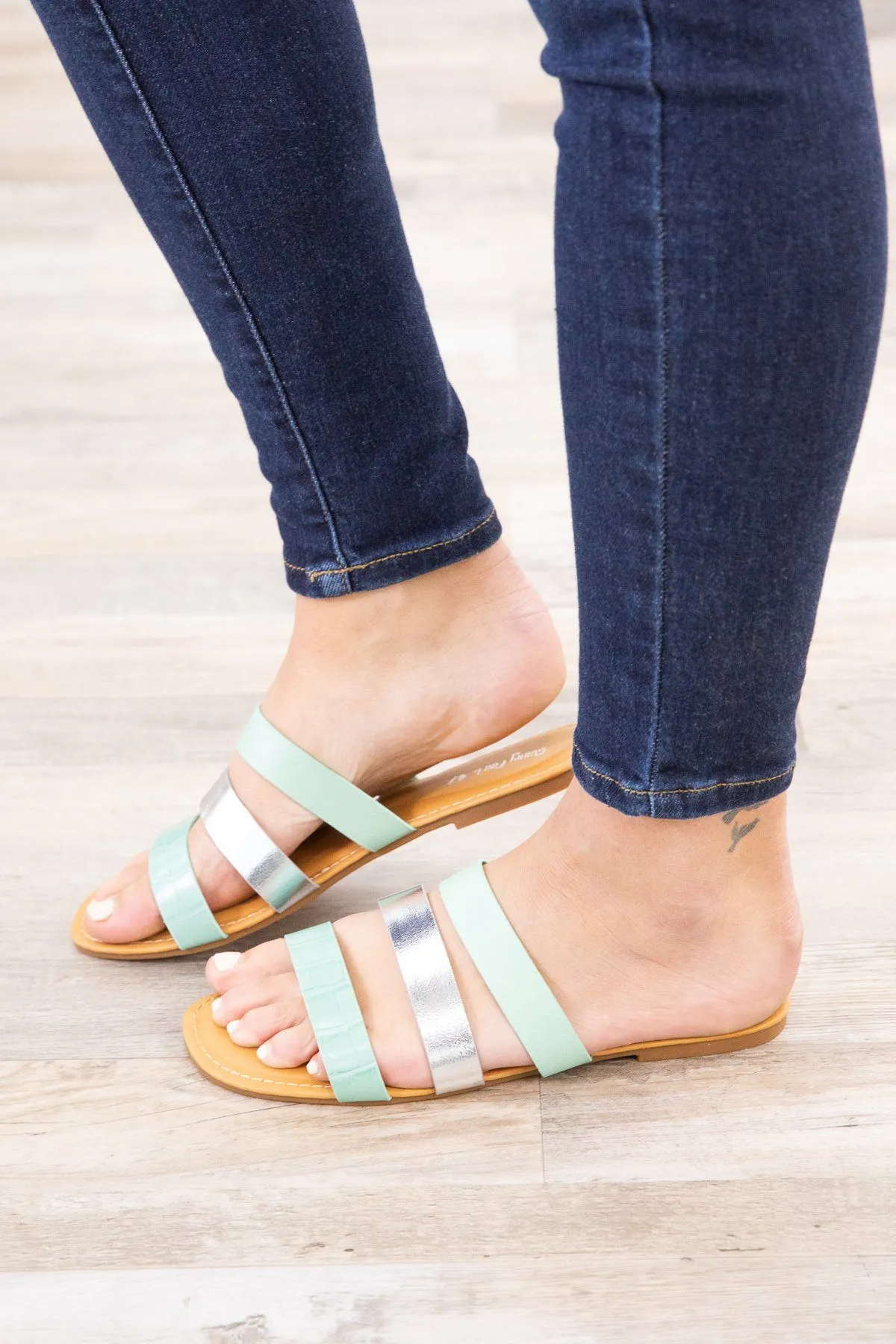 Mint Three Strap Sandal
