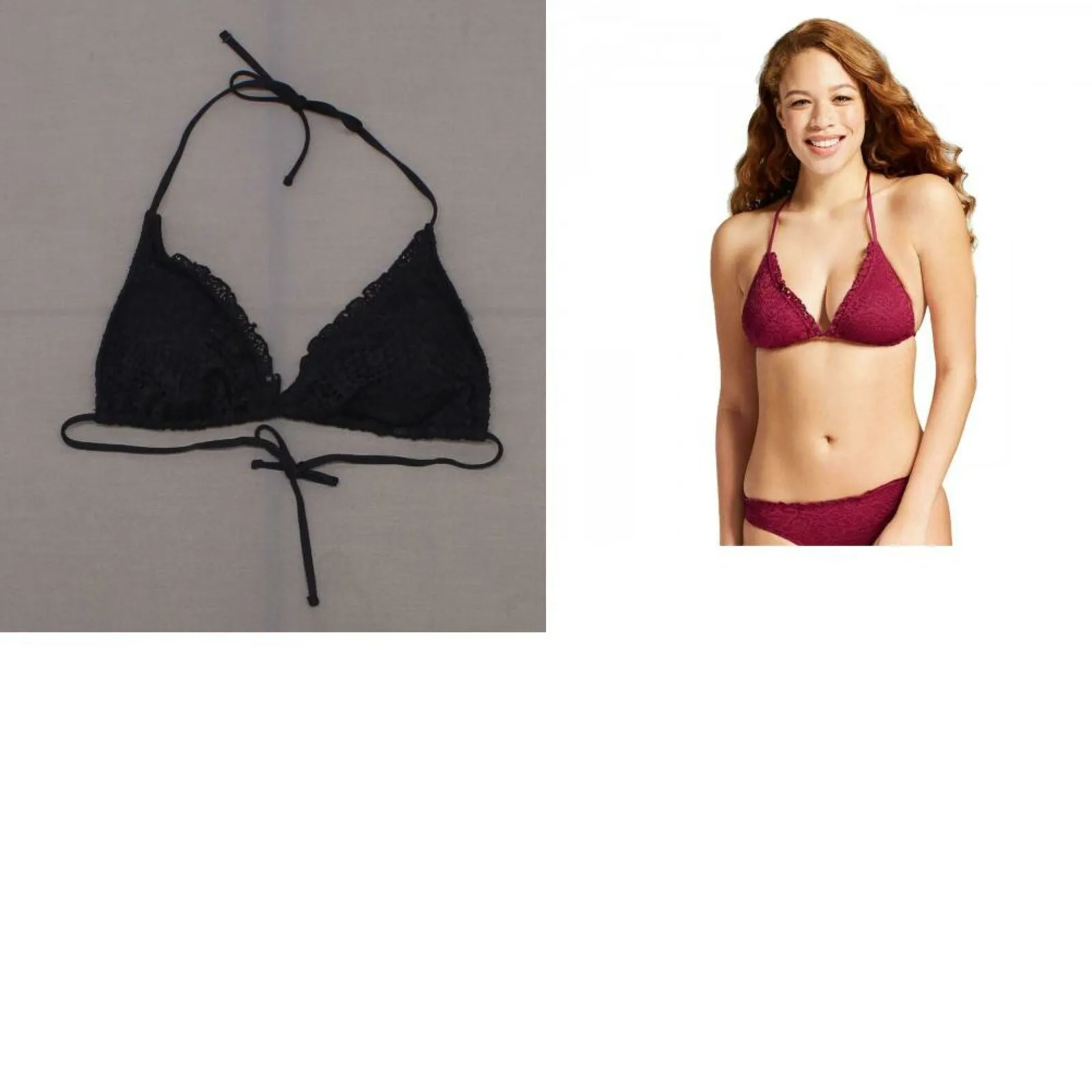 Mossimo Women's Crochet Ruffle Edge Triangle Bikini Top