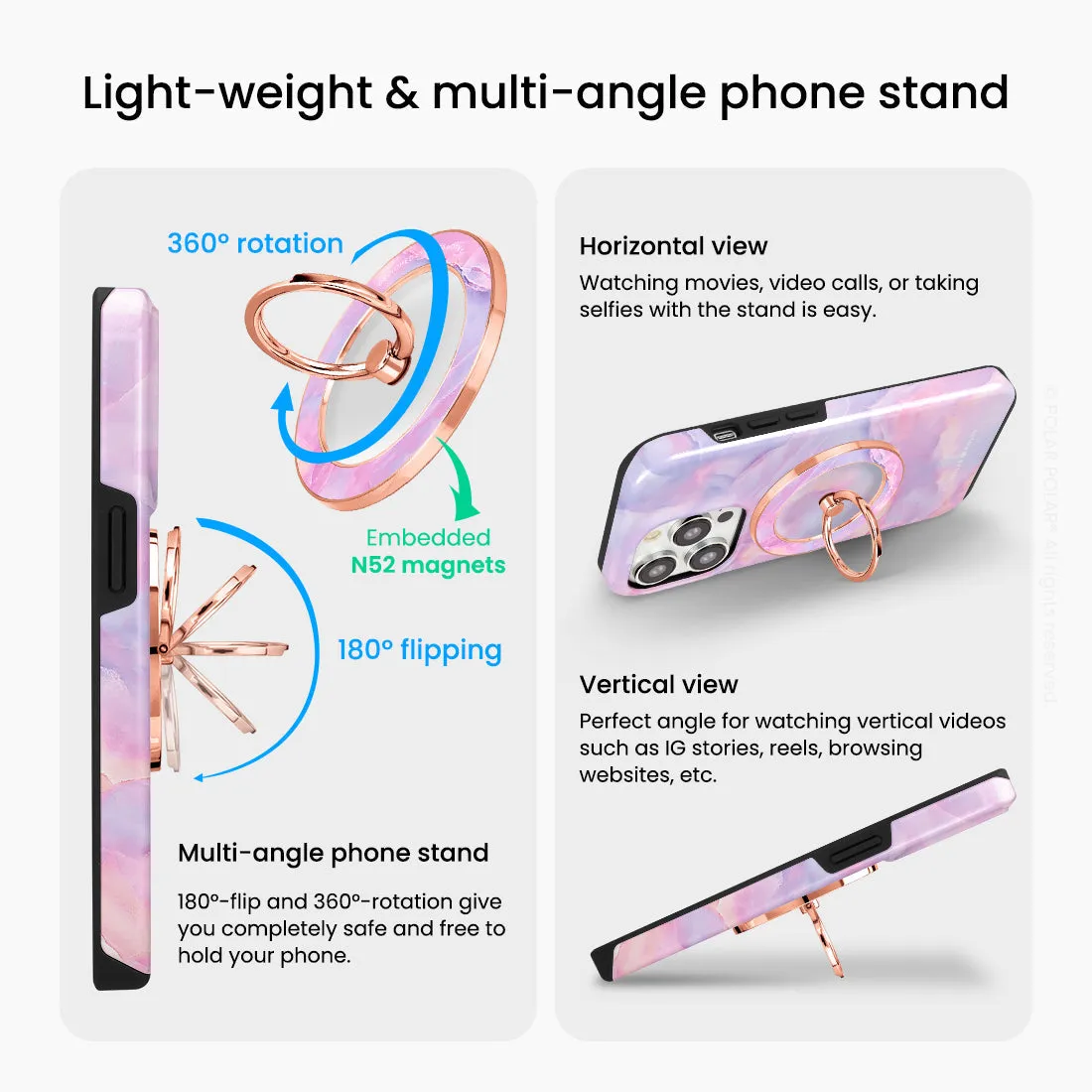 Mythical Sky - Rose Gold MagSafe Phone Grip and Ring Holder Stand