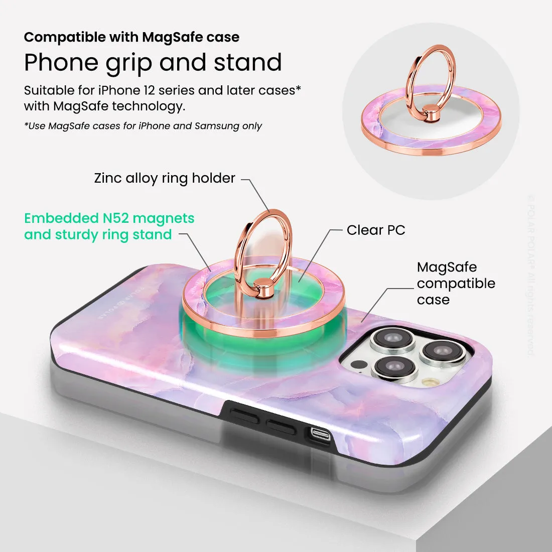 Mythical Sky - Rose Gold MagSafe Phone Grip and Ring Holder Stand
