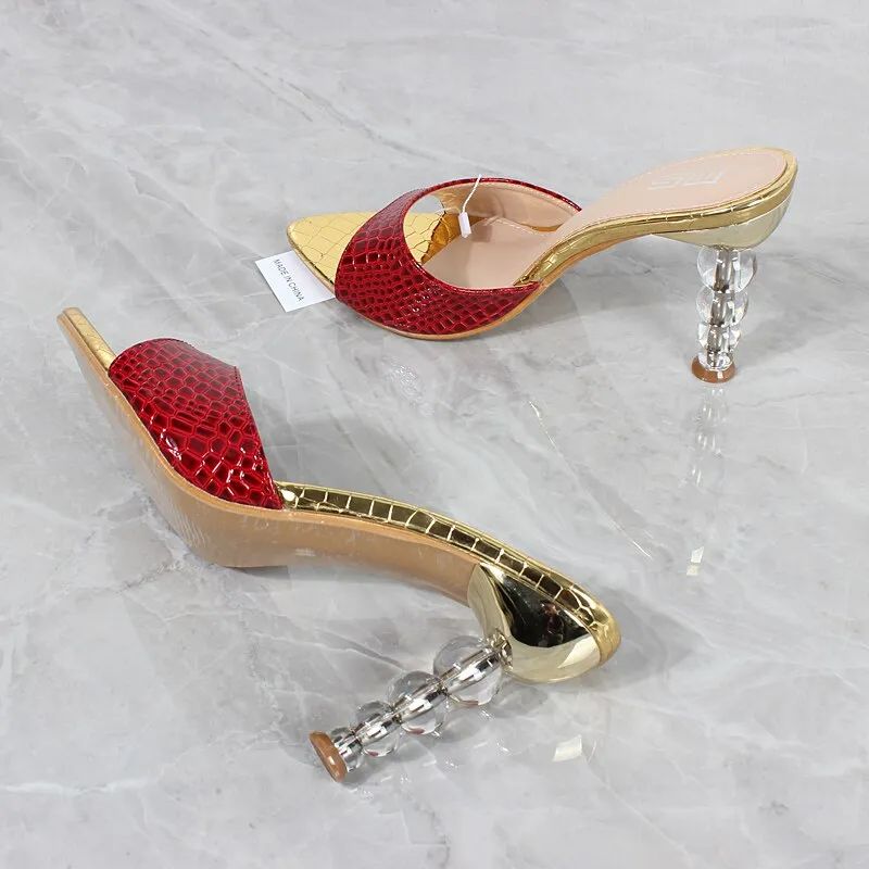 New Pointed Open Toe Crystal Super High-heeled