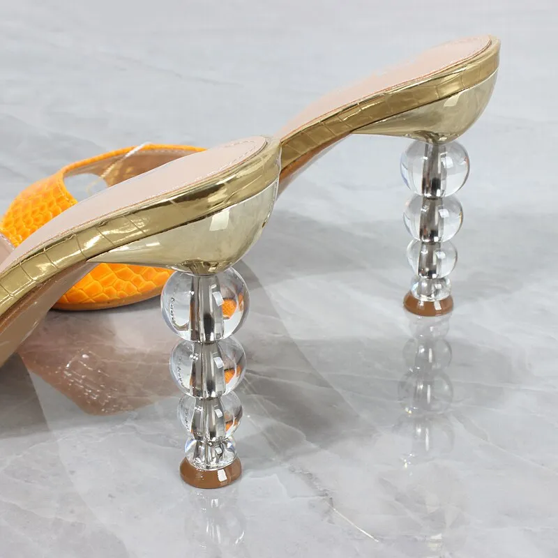 New Pointed Open Toe Crystal Super High-heeled