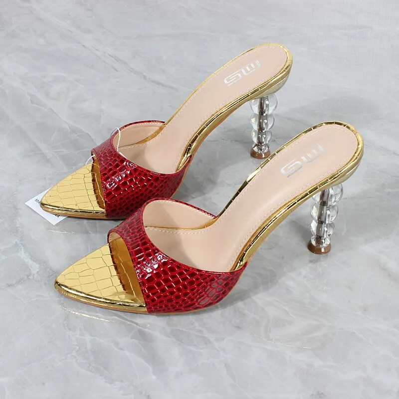 New Pointed Open Toe Crystal Super High-heeled