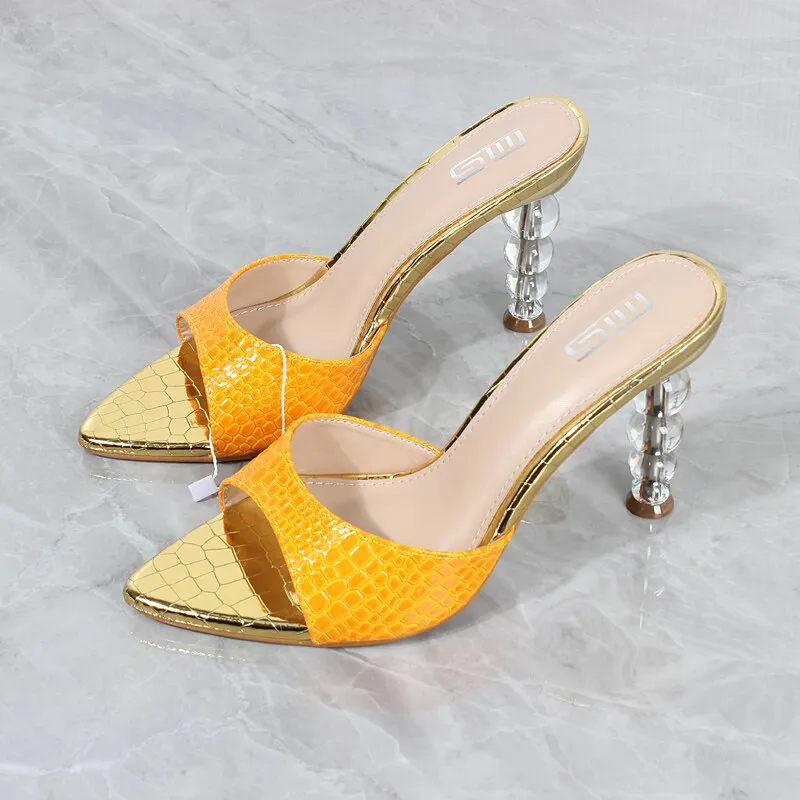 New Pointed Open Toe Crystal Super High-heeled