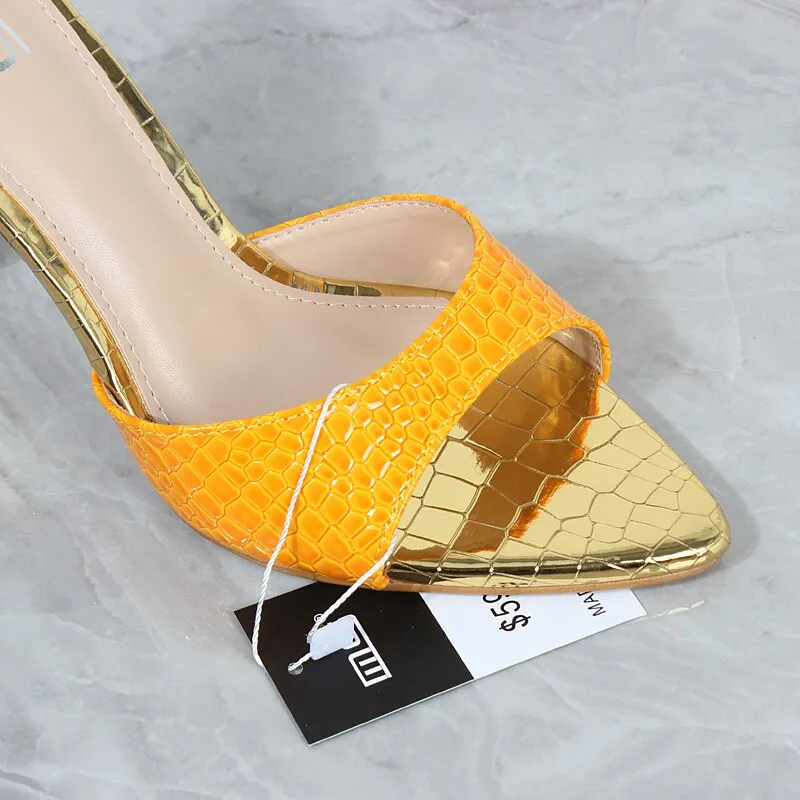 New Pointed Open Toe Crystal Super High-heeled