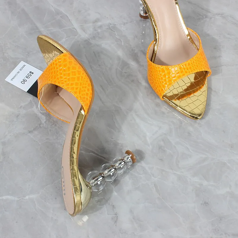 New Pointed Open Toe Crystal Super High-heeled
