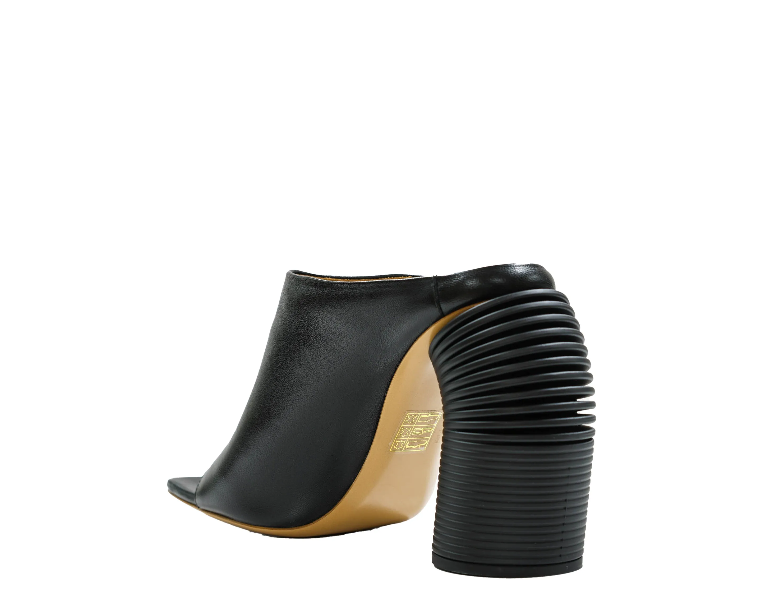 OffWhite Women's Black Leather Tonal Spring Mule OW1H048S23