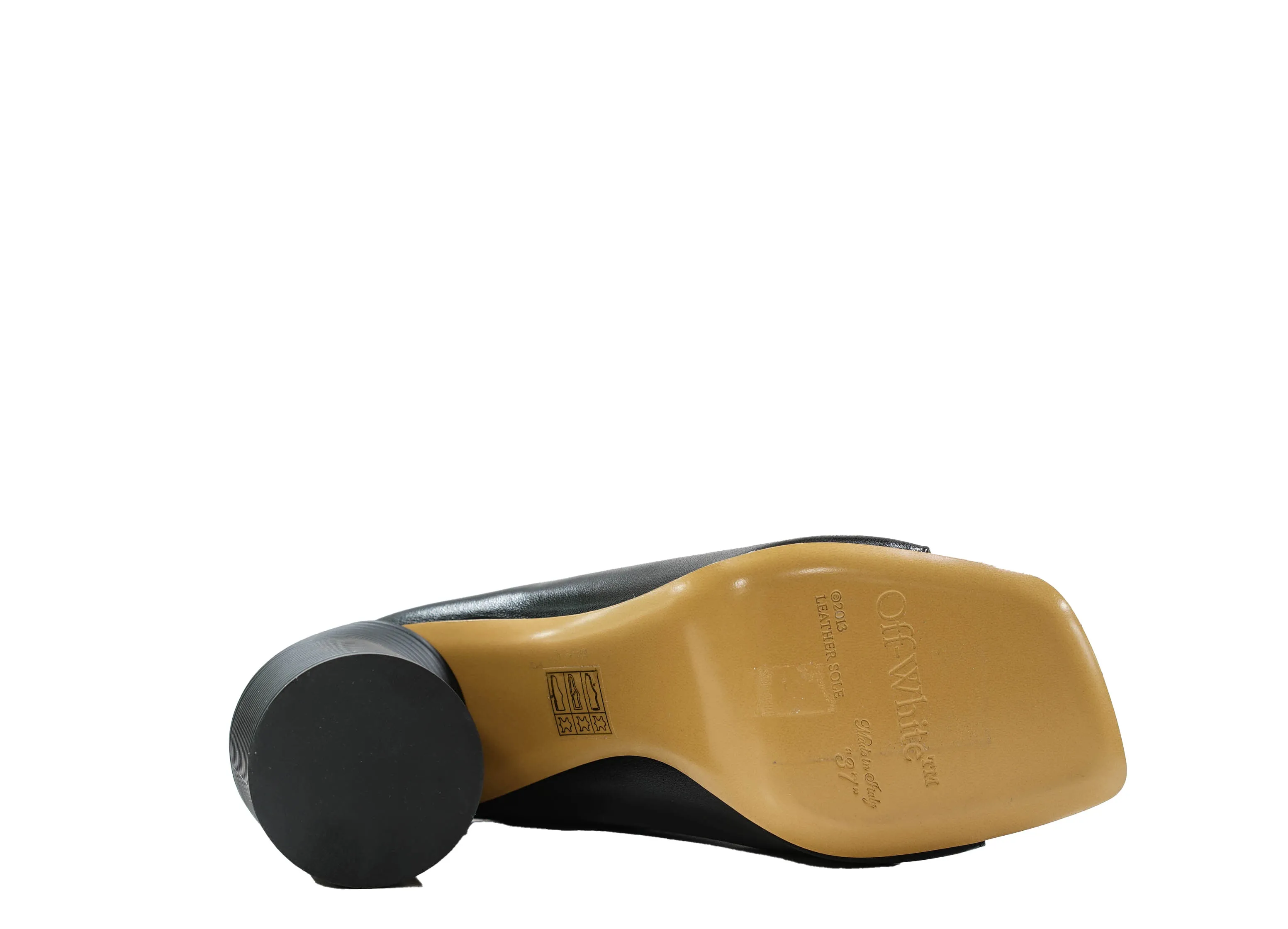 OffWhite Women's Black Leather Tonal Spring Mule OW1H048S23