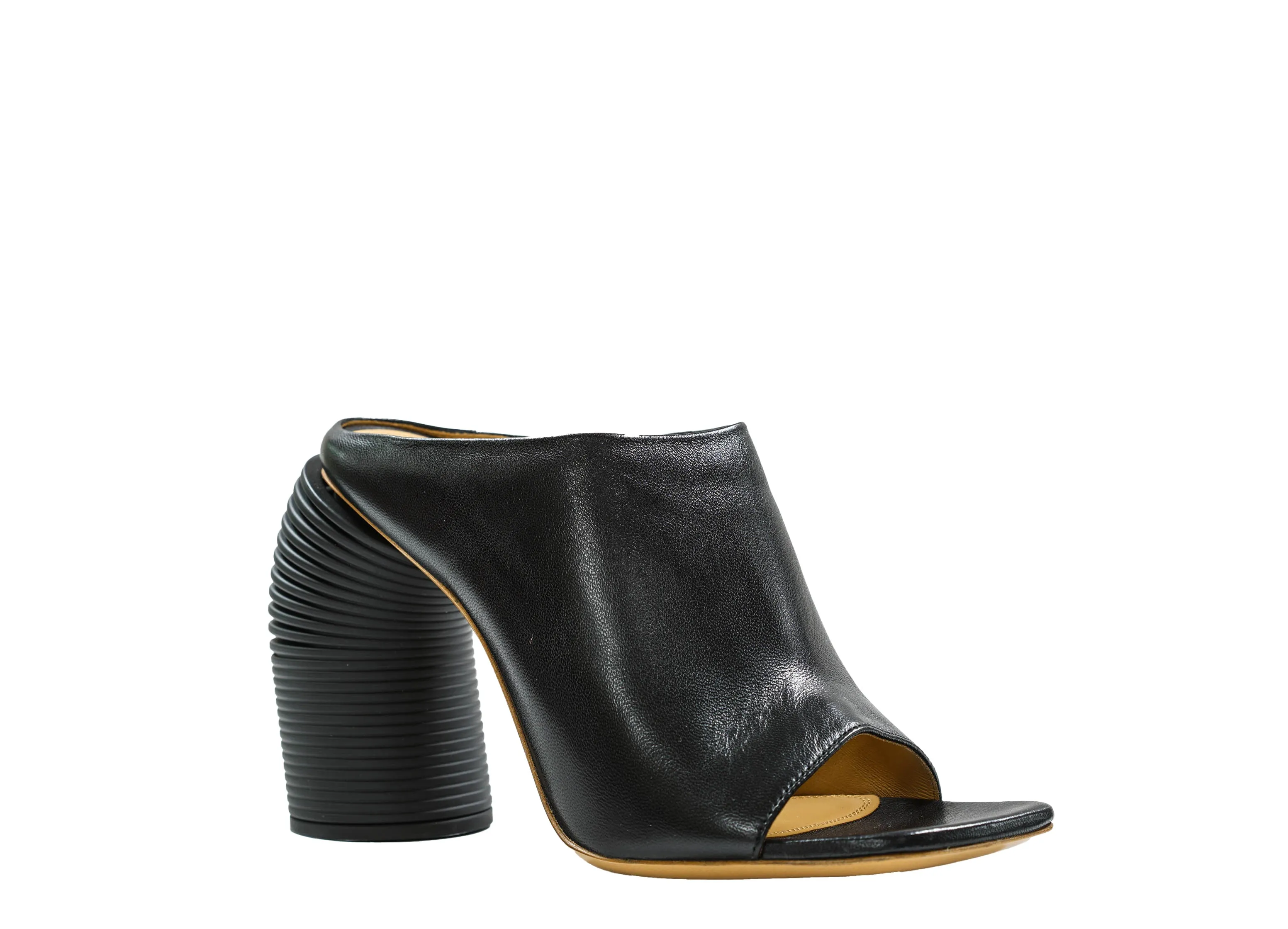 OffWhite Women's Black Leather Tonal Spring Mule OW1H048S23