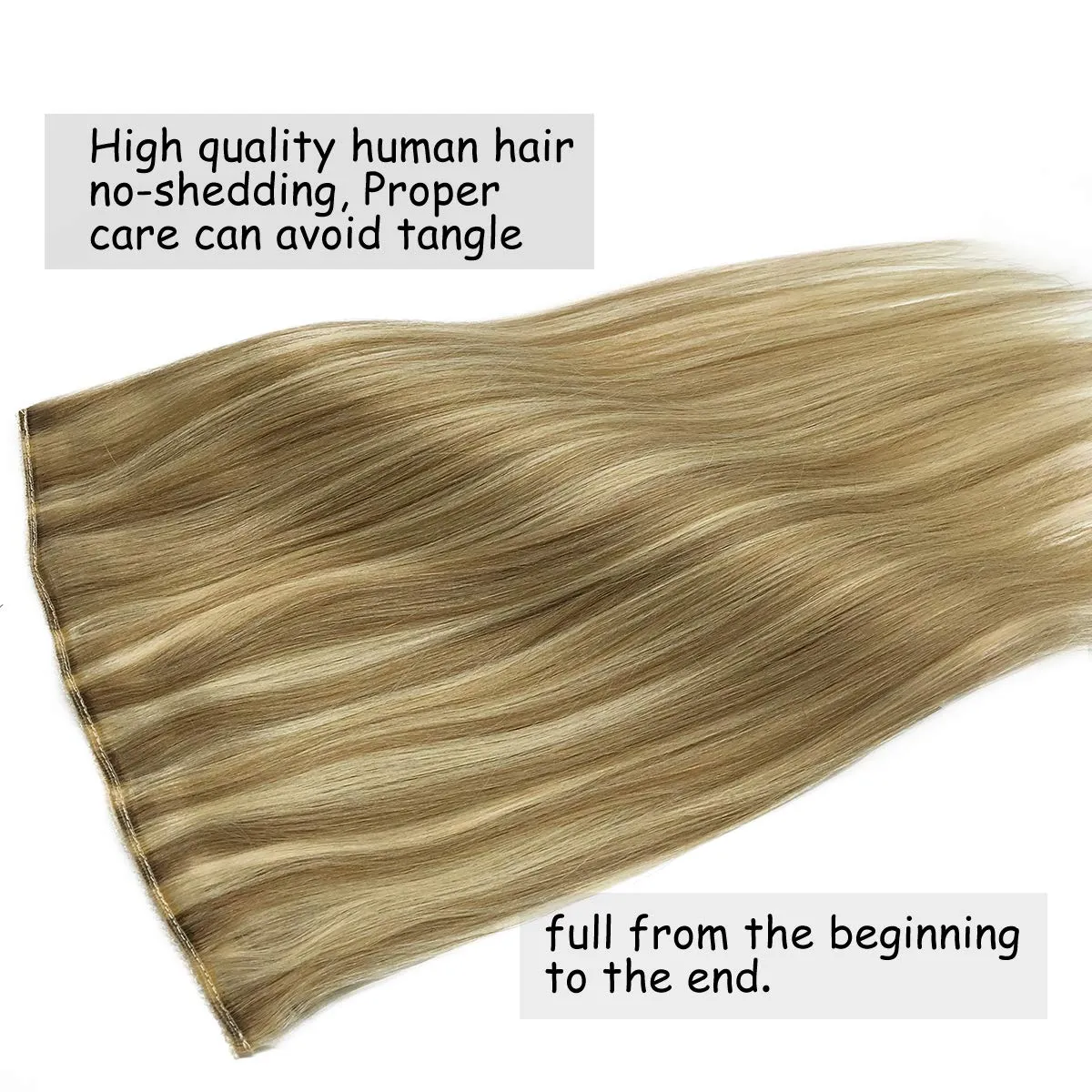 Ombre Light Blonde Highlighted Golden Blonde Flip in Halo Hair Extensions