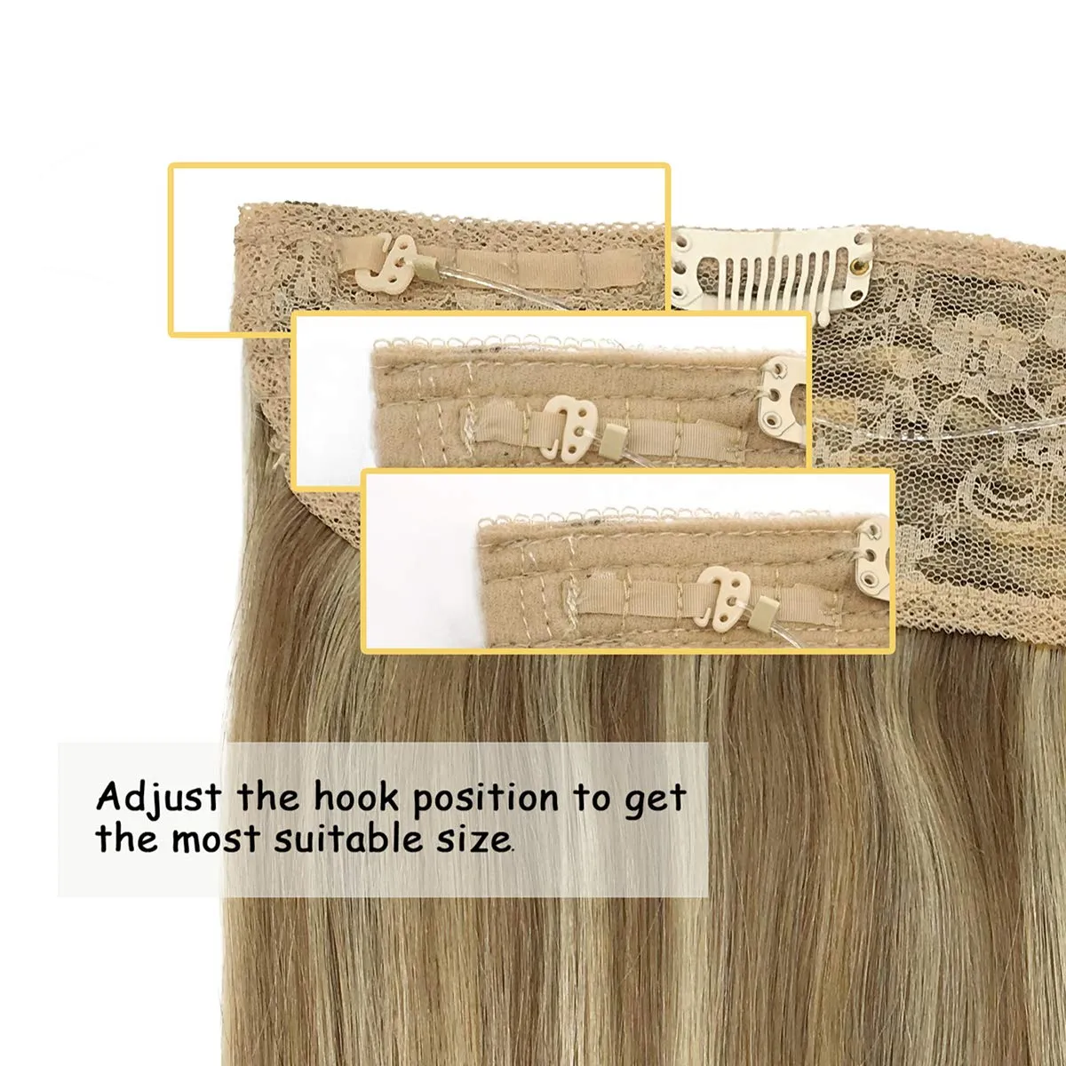 Ombre Light Blonde Highlighted Golden Blonde Flip in Halo Hair Extensions