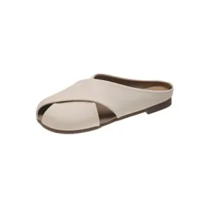 'Parisa' Cross Strap Round Toe Flat Sandals