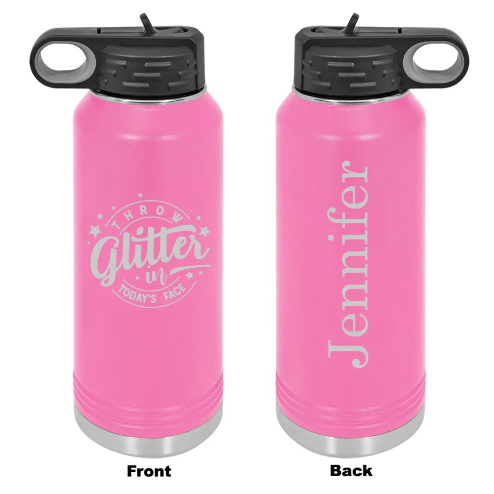 Personalized Throw Glitter Laser Engraved Water Bottle