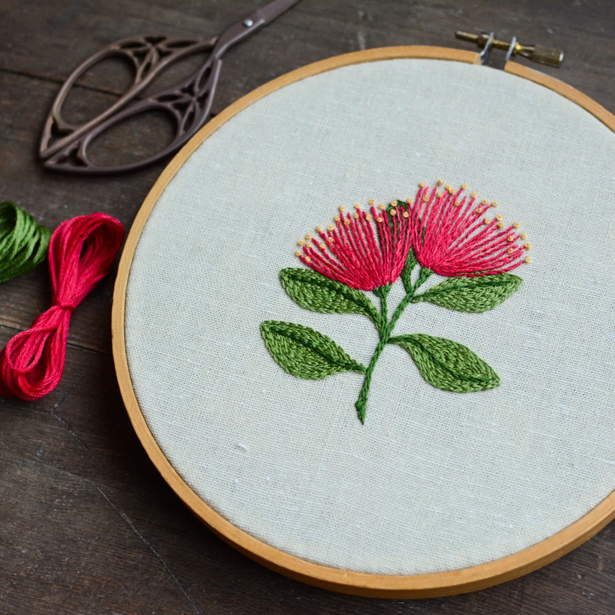 Pōhutukawa Embroidery Pattern