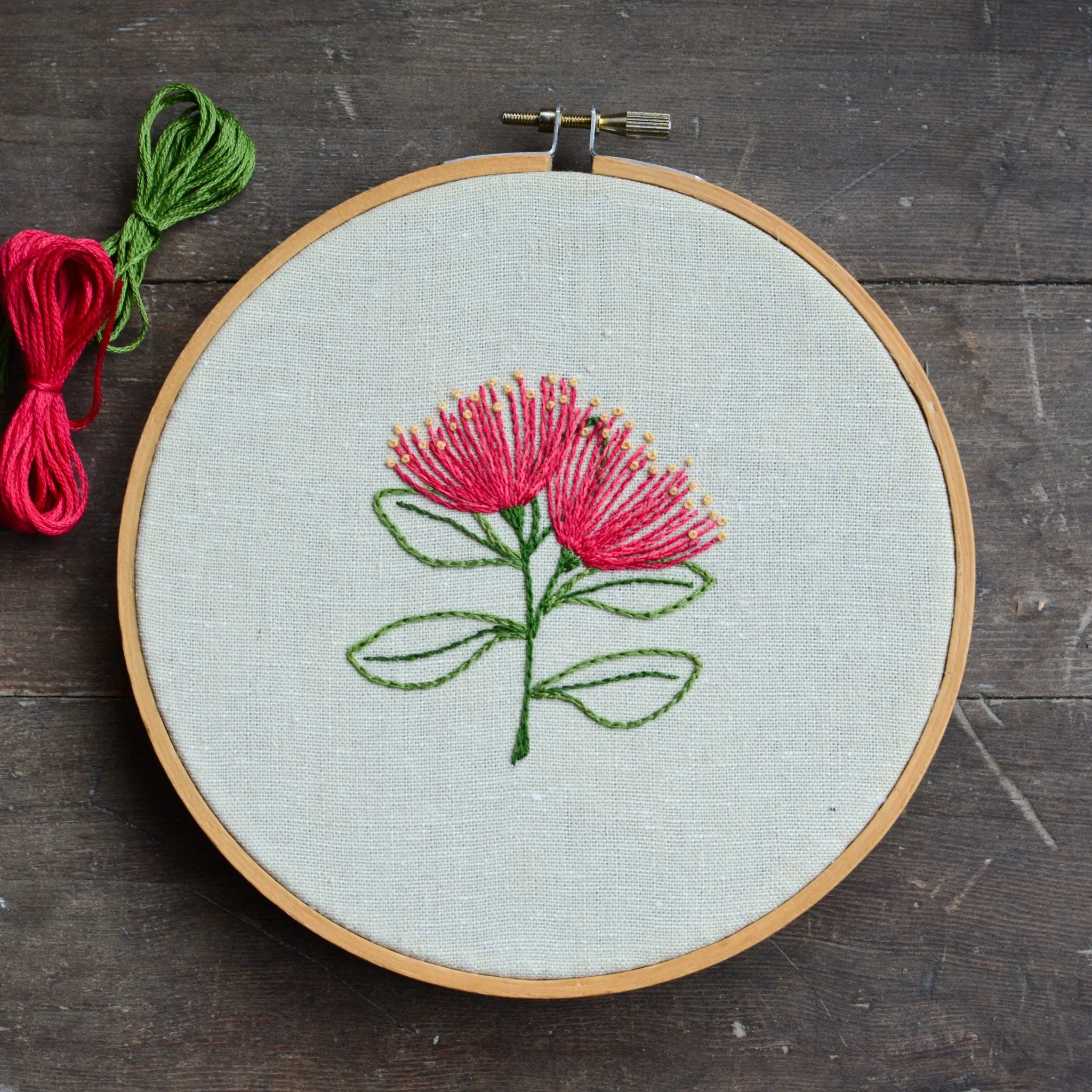Pōhutukawa Embroidery Pattern