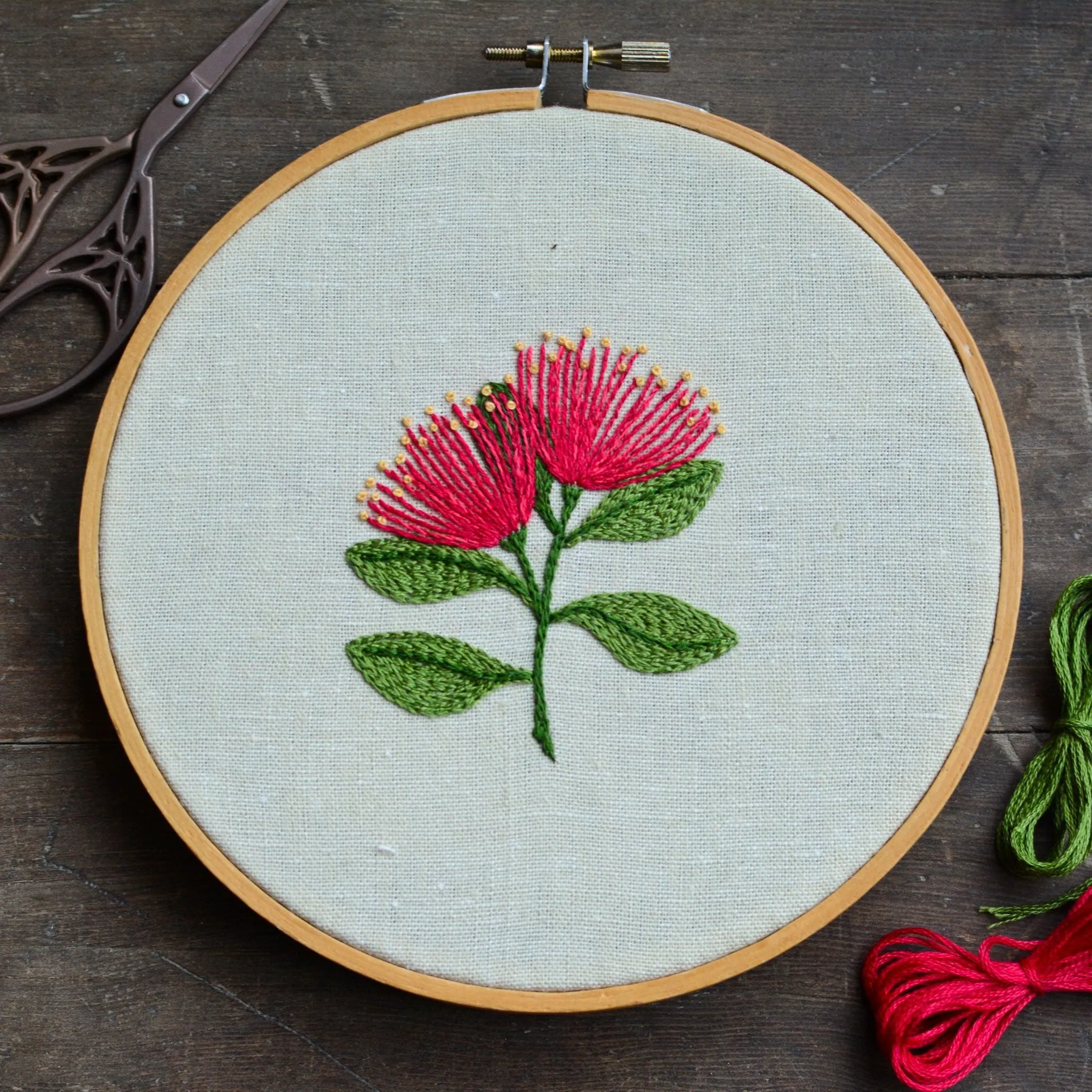 Pōhutukawa Embroidery Pattern