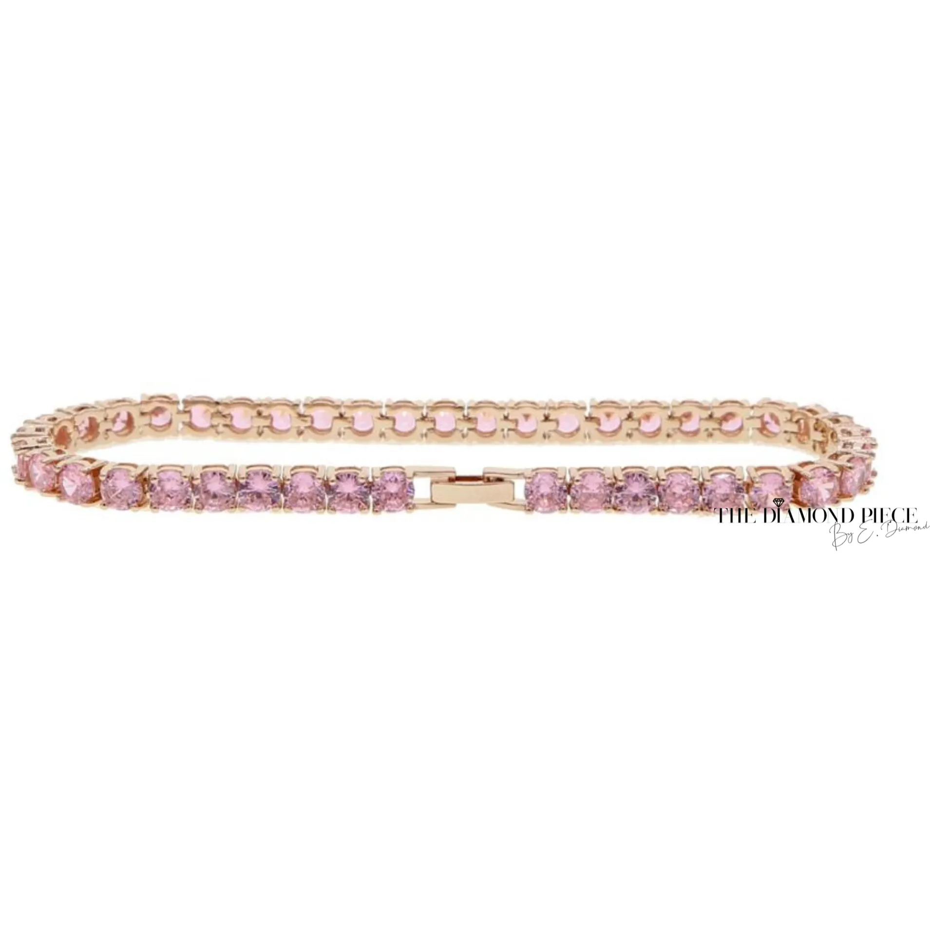 Pink Rose Gold Tennis Anklet