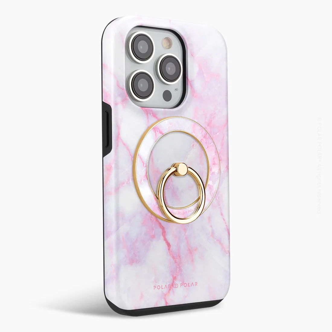 Pink White - Golden MagSafe Phone Grip and Ring Holder Stand
