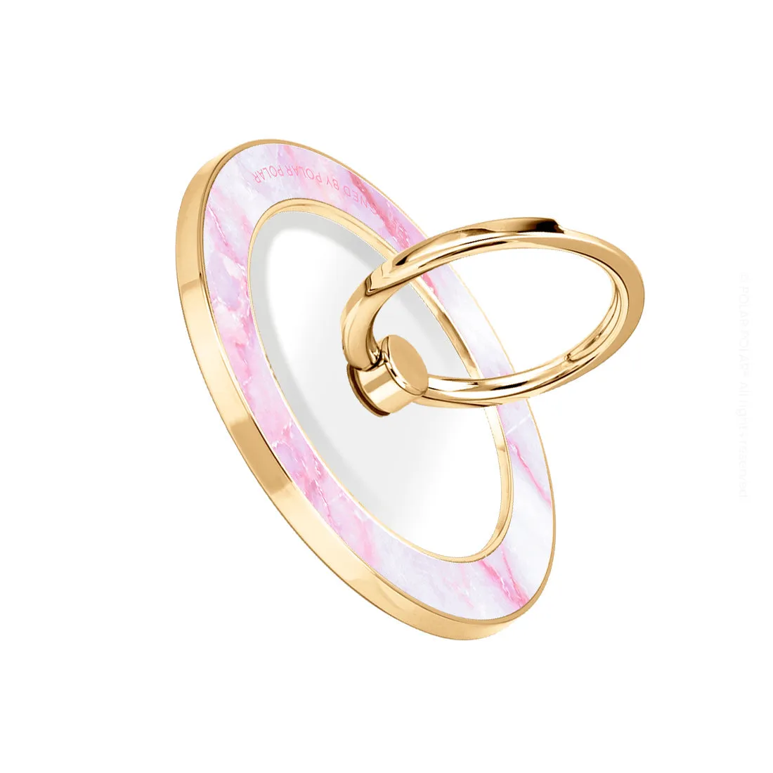 Pink White - Golden MagSafe Phone Grip and Ring Holder Stand