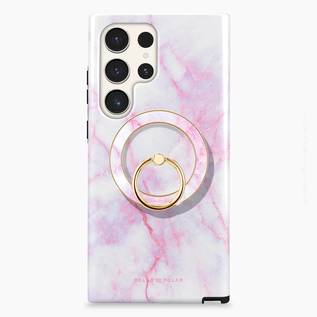 Pink White - Golden MagSafe Phone Grip and Ring Holder Stand
