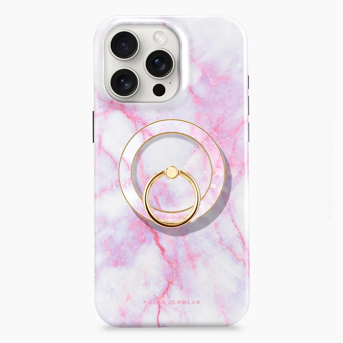 Pink White - Golden MagSafe Phone Grip and Ring Holder Stand