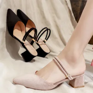 Pointed Slip On Suede Sandals For Petite Feet GS387