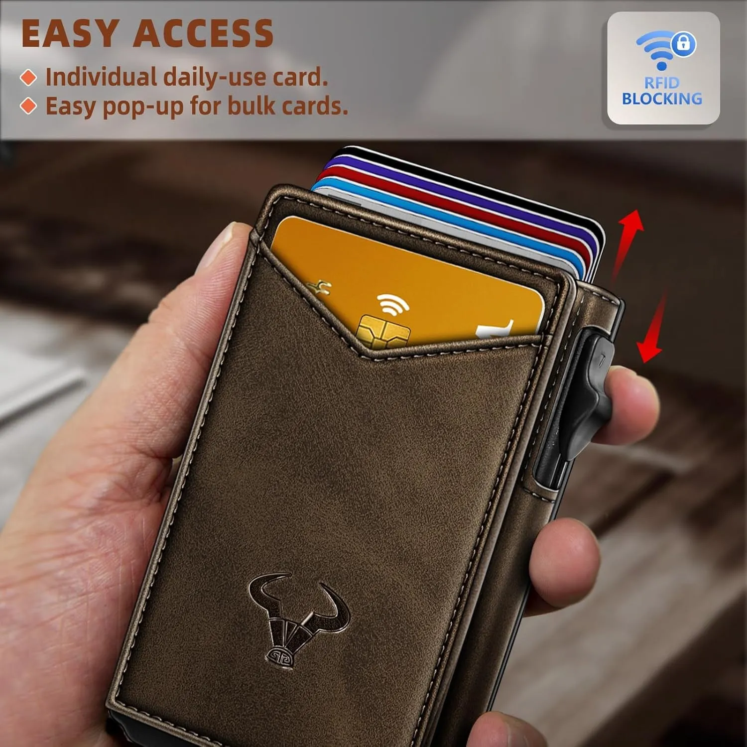 Pop-up Wallet for Men with Money Clip, Magnetic Flip Wallet