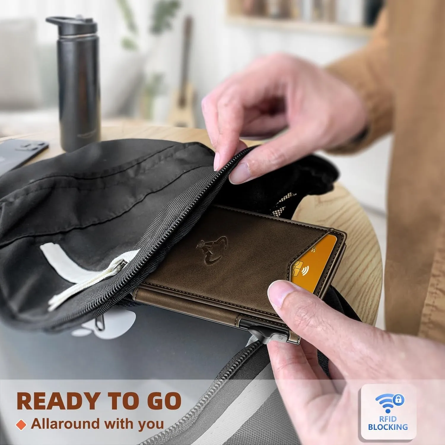 Pop-up Wallet for Men with Money Clip, Magnetic Flip Wallet