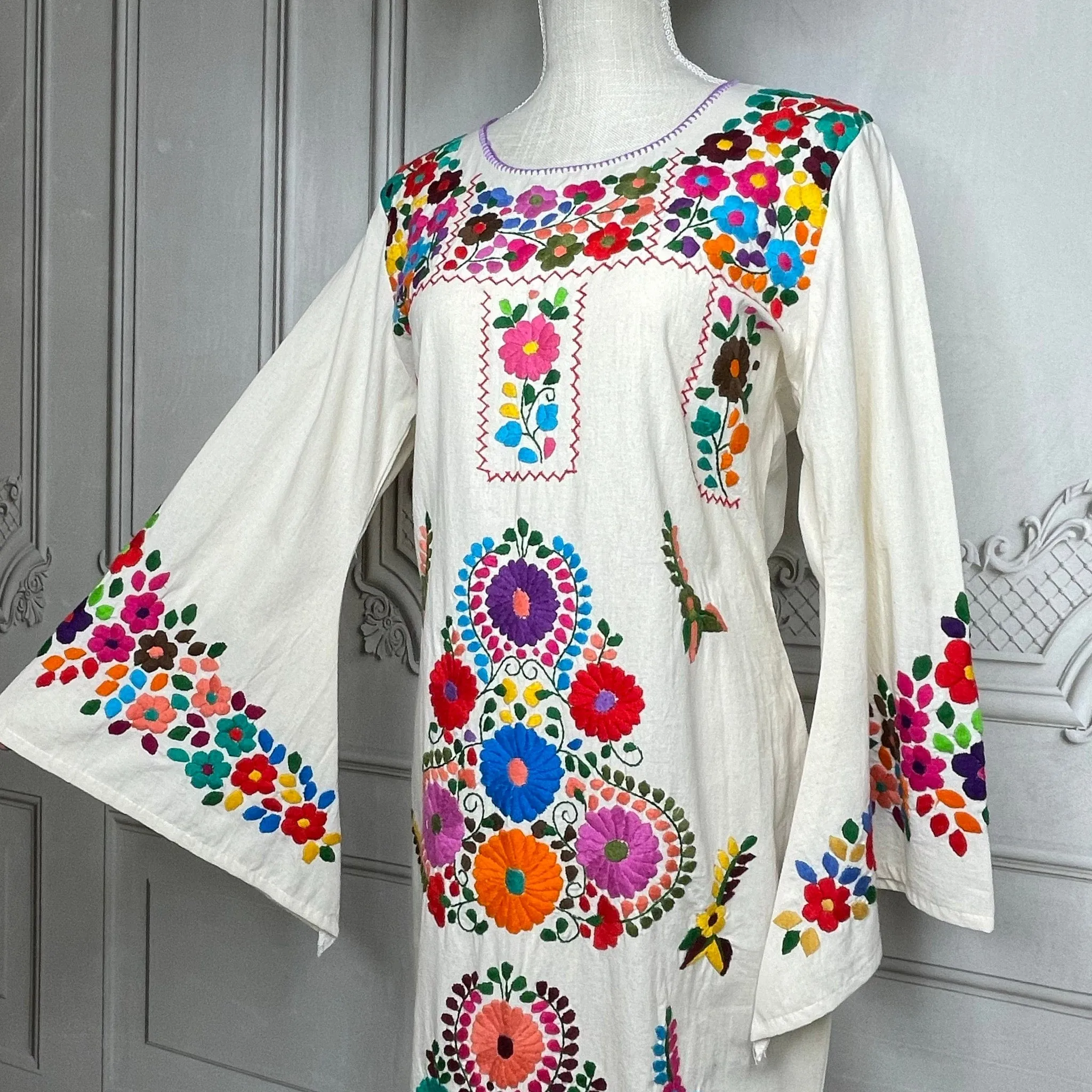 Puebla Long Mexican Dress Mermaid Cut