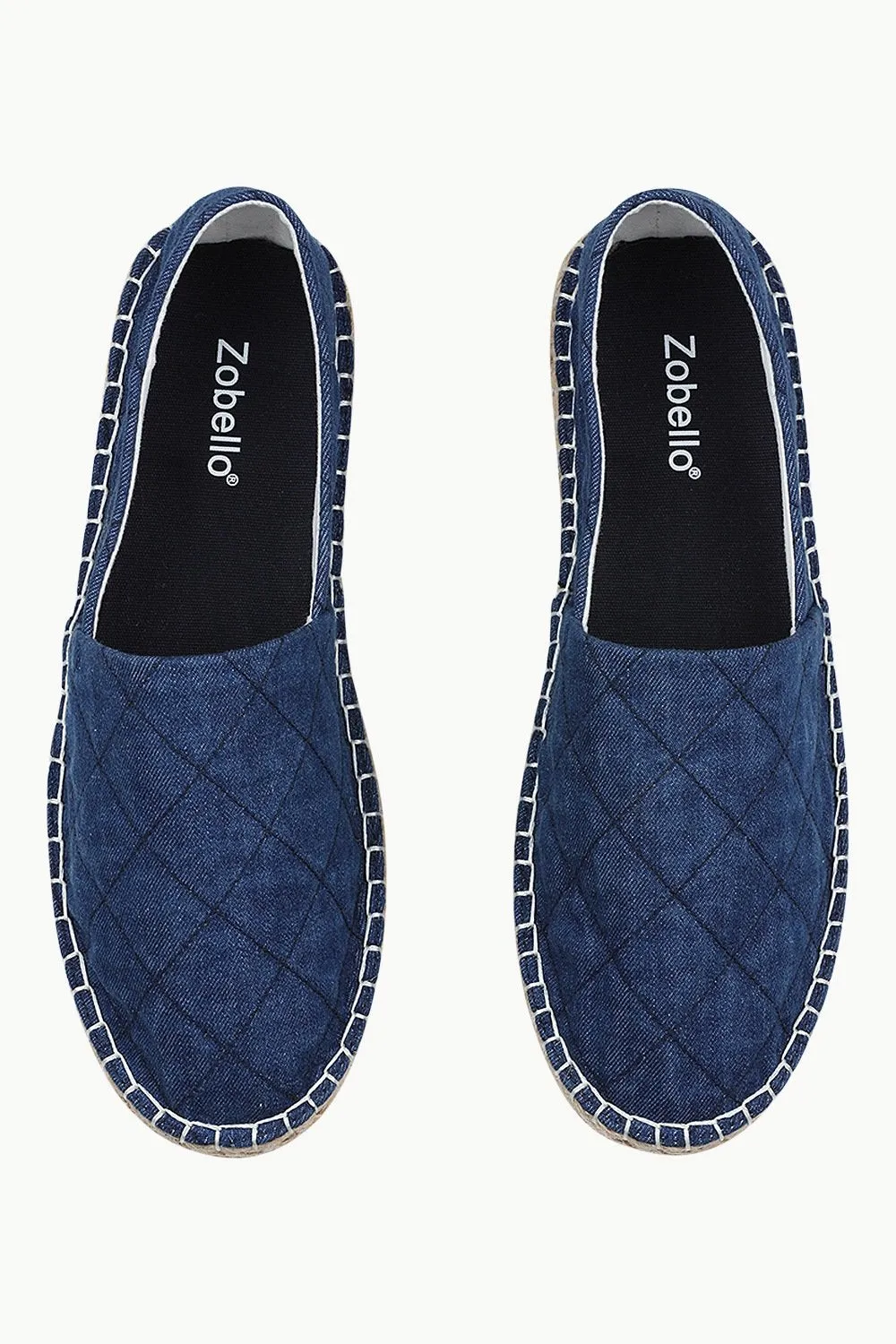 Quilted Pattern Indigo Denim Espadrilles