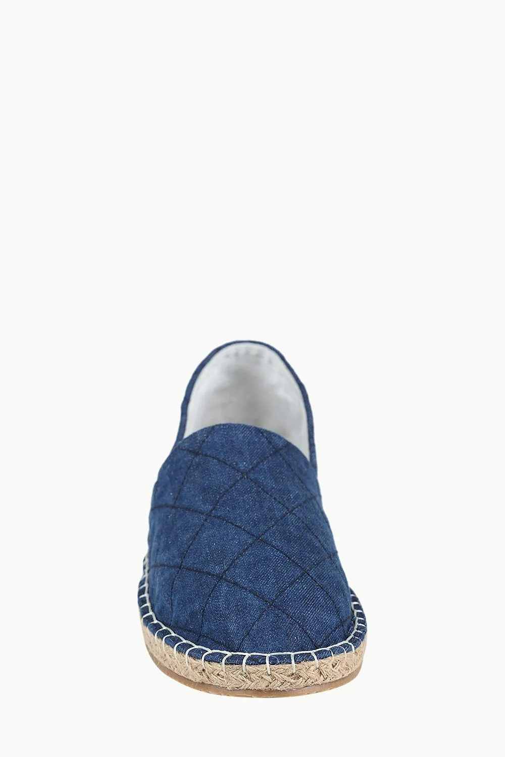 Quilted Pattern Indigo Denim Espadrilles