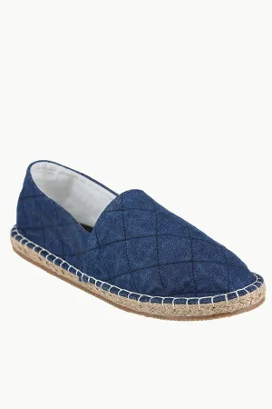 Quilted Pattern Indigo Denim Espadrilles