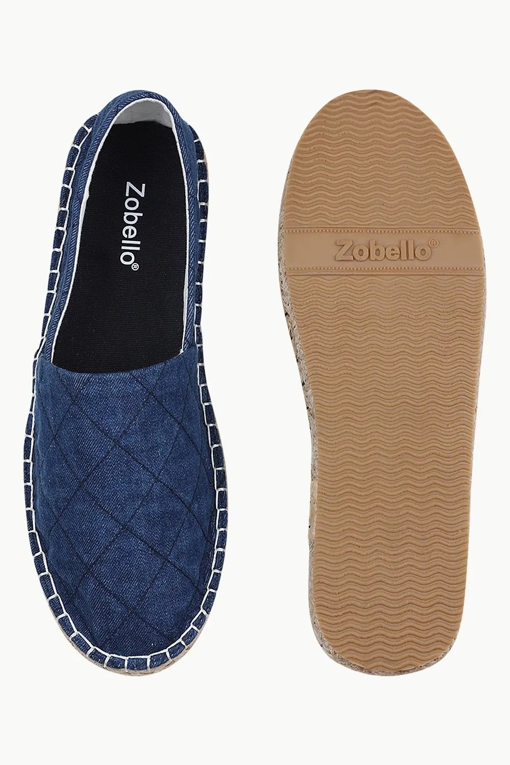 Quilted Pattern Indigo Denim Espadrilles