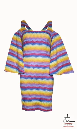Rainbow Stripe Knitted Mini Dress