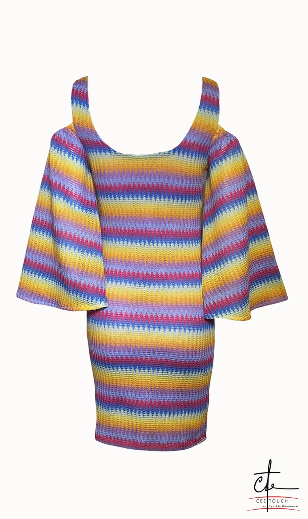 Rainbow Stripe Knitted Mini Dress