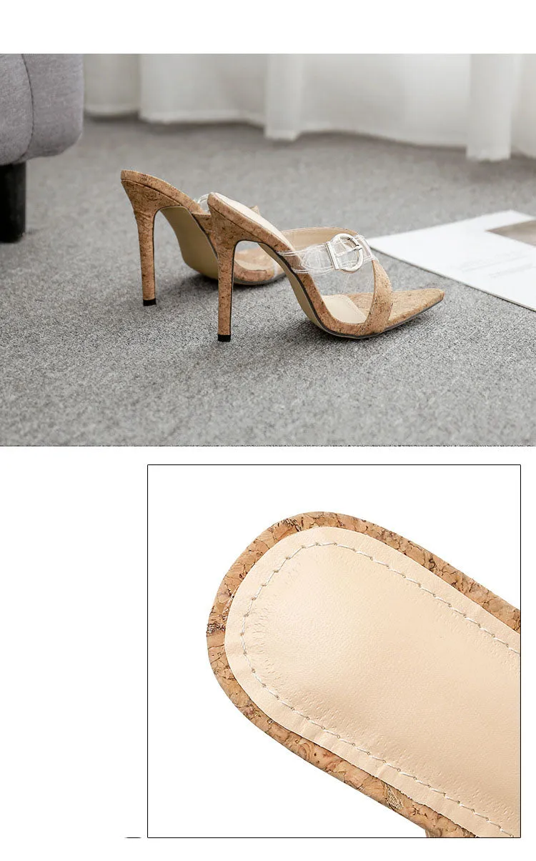 Retro Sandals Sexy Heels Pointed Sandals Summer Open Toe Stiletto Slippers
