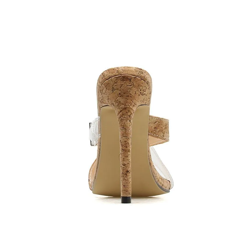 Retro Sandals Sexy Heels Pointed Sandals Summer Open Toe Stiletto Slippers