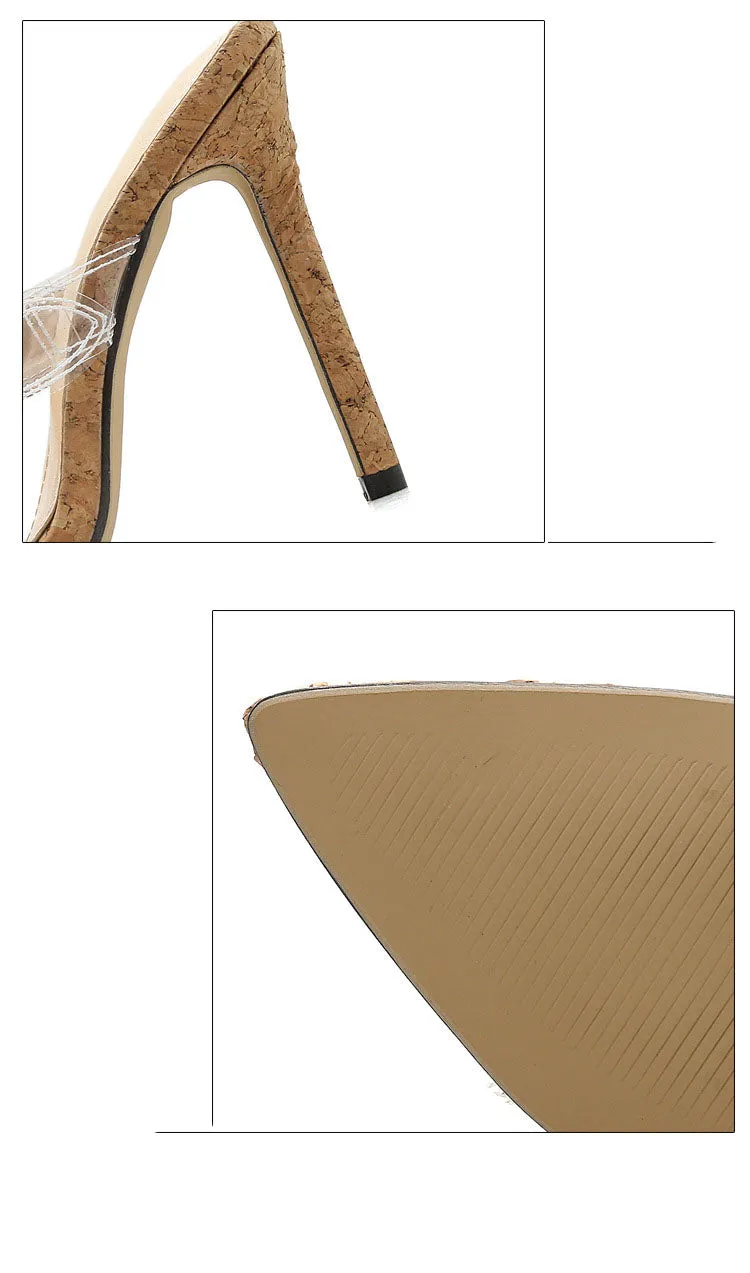 Retro Sandals Sexy Heels Pointed Sandals Summer Open Toe Stiletto Slippers
