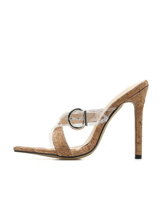 Retro Sandals Sexy Heels Pointed Sandals Summer Open Toe Stiletto Slippers