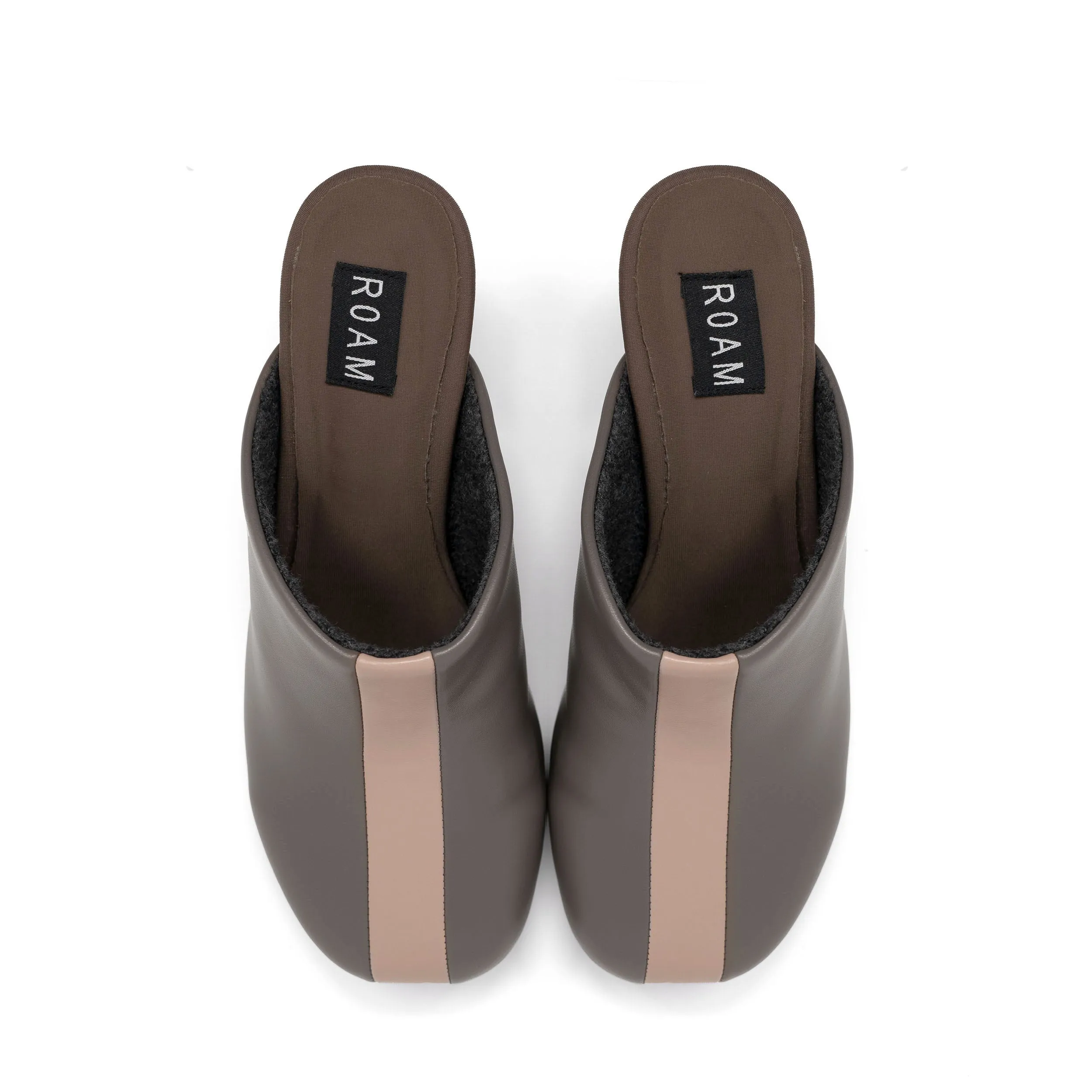 ROAM ROUNDHOUSE STRIPE TAUPE & BLUSH VEGAN LEATHER HEELS