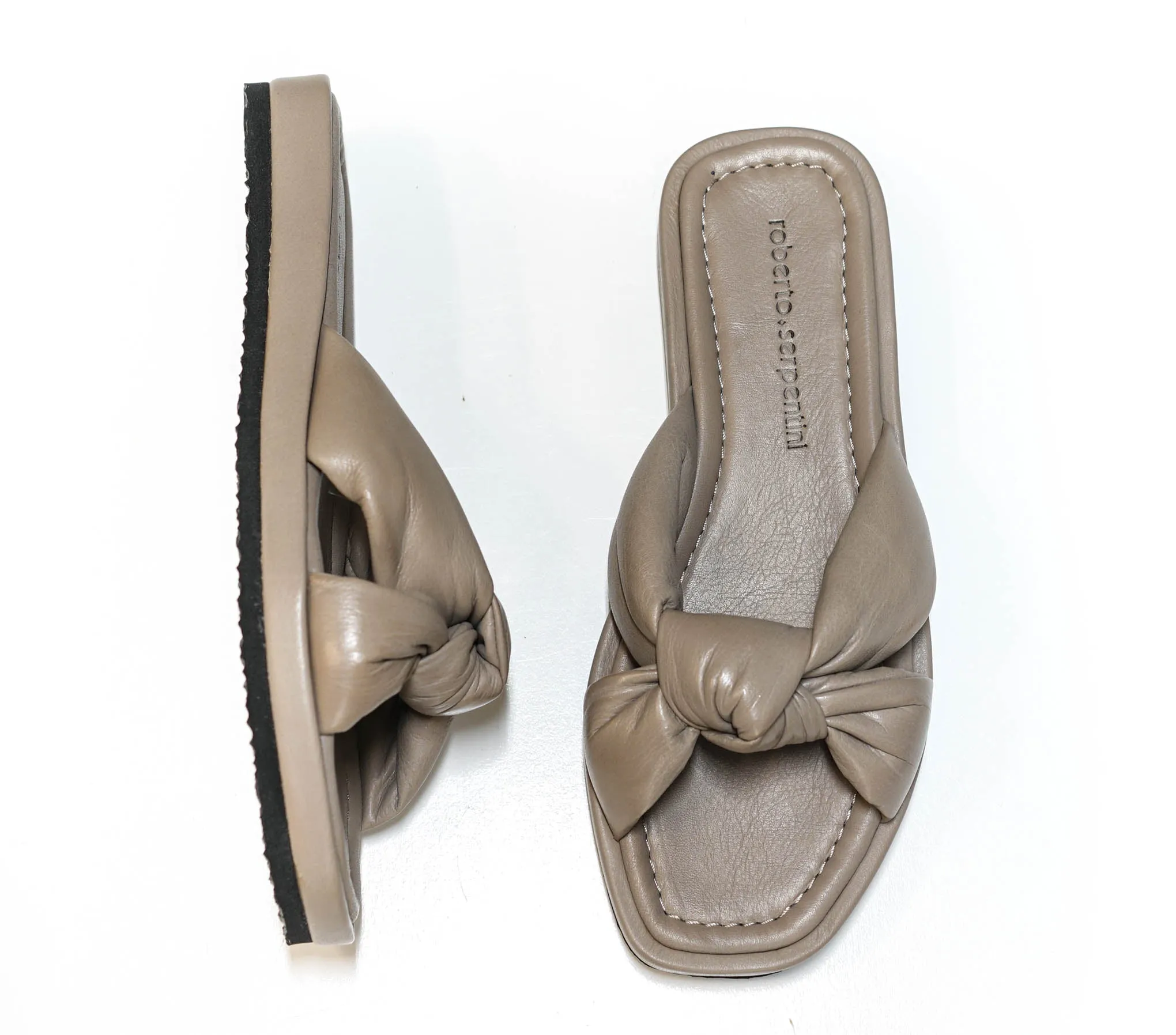 Roberto Serpentini Women's Mink Leather Knot Flats Sandals 30021 40% OFF