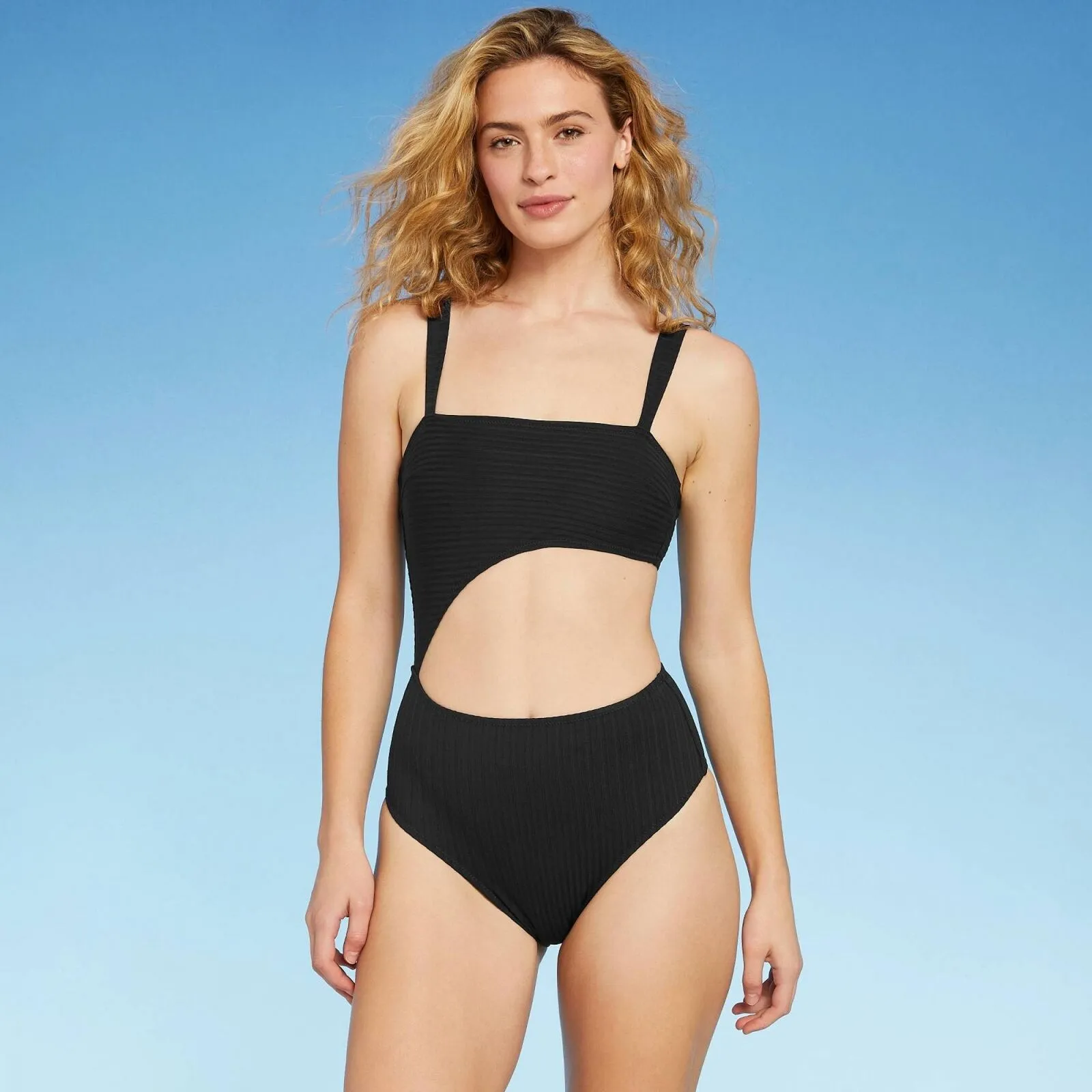 Shade & Shore Women's Ribbed Cut Out One Piece Swimsuit