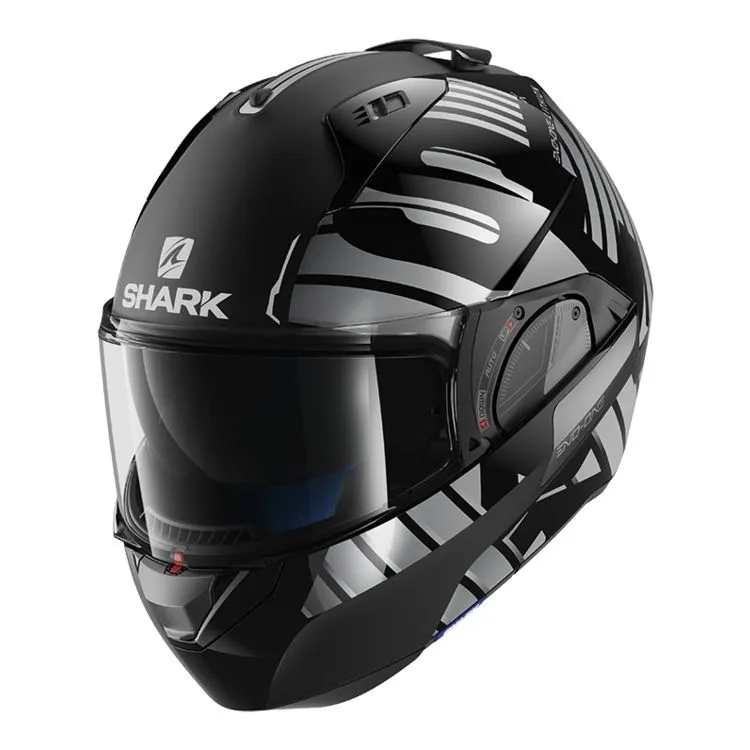 Shark EVO-ONE 2 Lition Dual Helmet ~ HE9704DKUAM; Black/Chrome/Dark Grey, Size Medium (BCG3M)