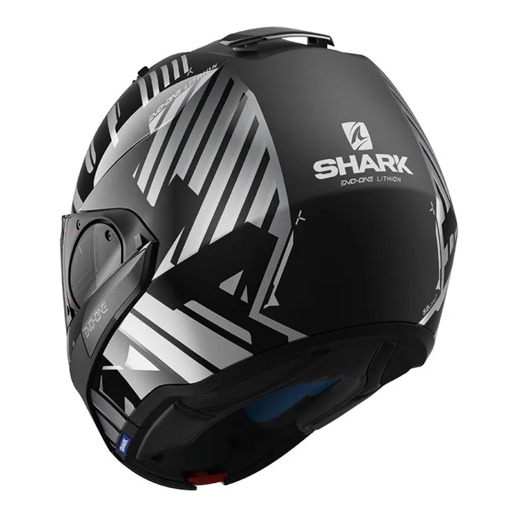 Shark EVO-ONE 2 Lition Dual Helmet ~ HE9704DKUAM; Black/Chrome/Dark Grey, Size Medium (BCG3M)