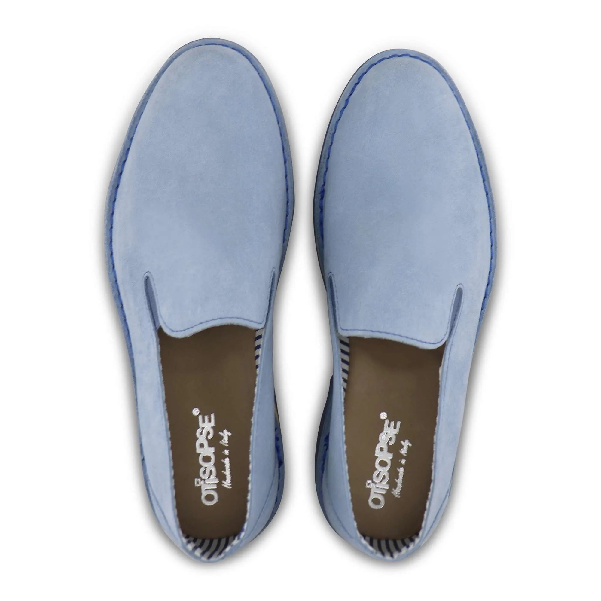 Slip-on cielo in camoscio
