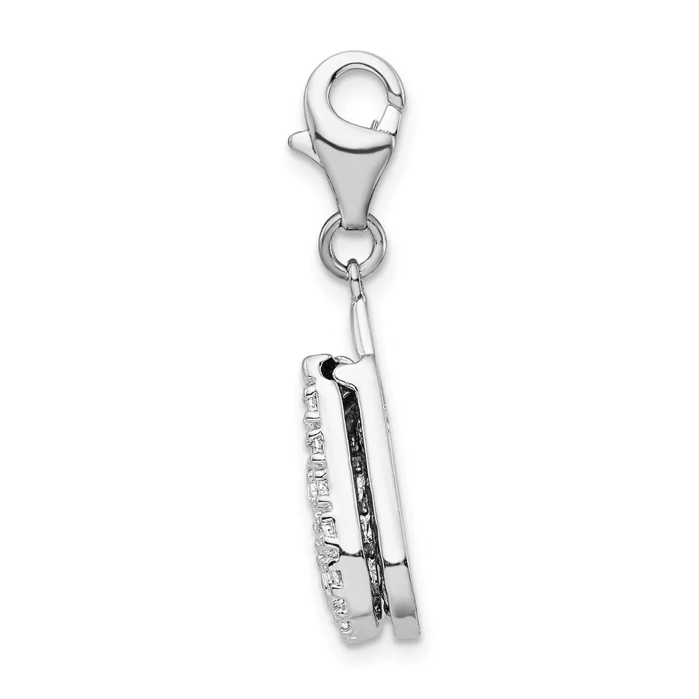 Sterling Silver Amore La Vita Rhodium-plated Flip Cell Phone CZ Charm
