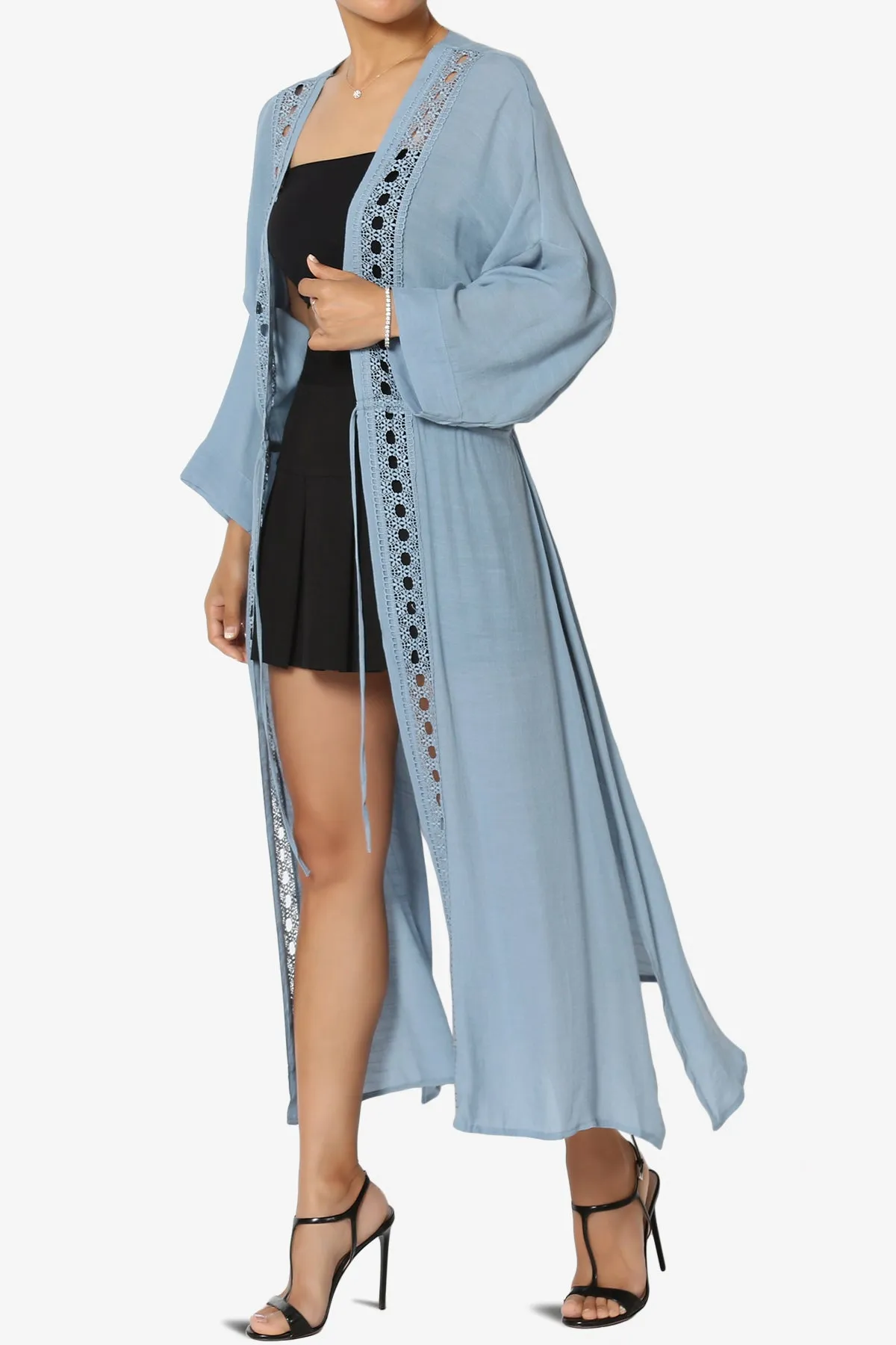 Sunlace Lace Trim High Slit Caftan